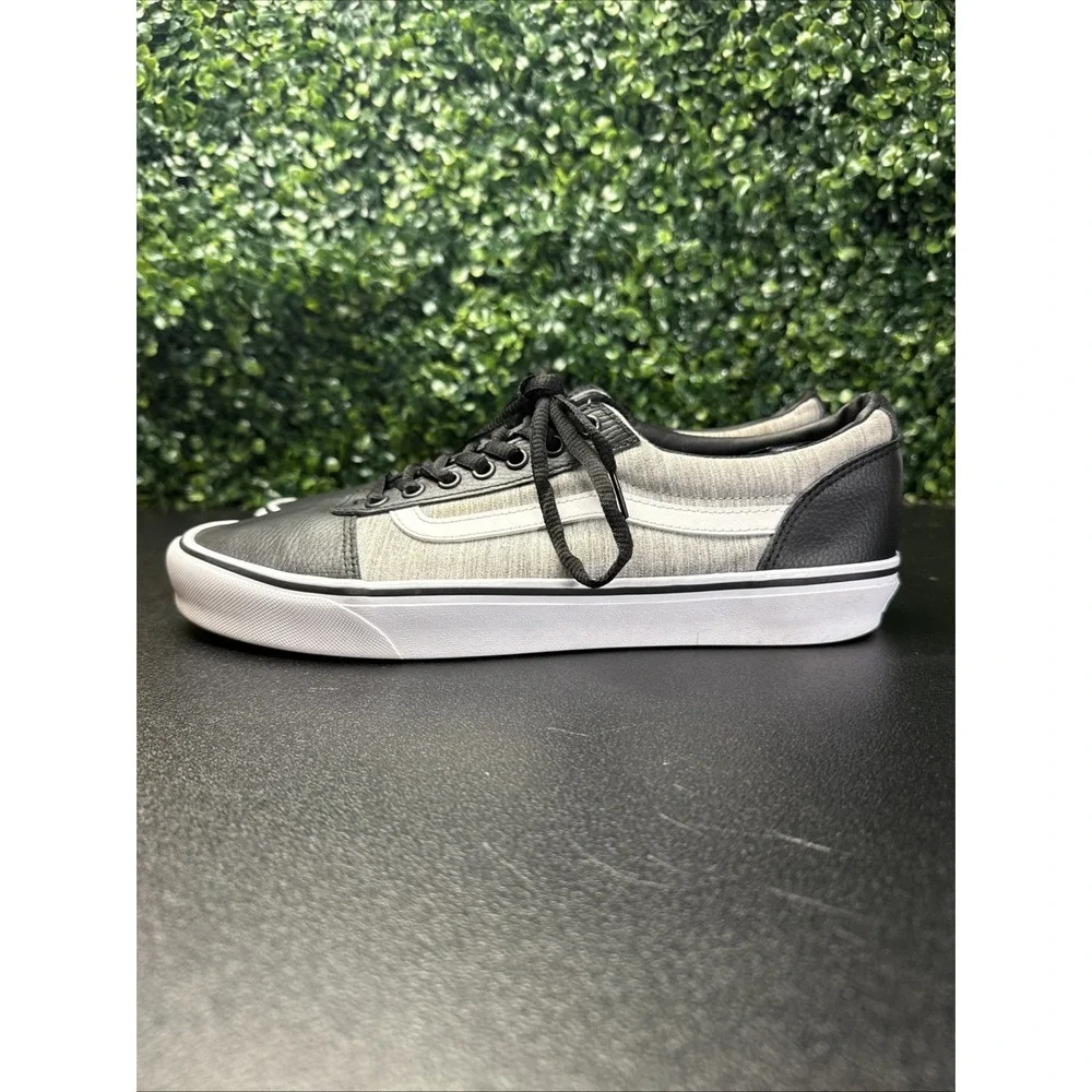 Vans Off The Wall Shoes Mens Size 11 Sneakers Lace Top Leather Black Gray